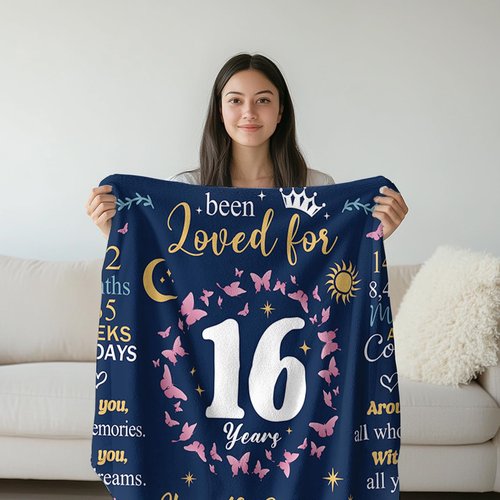 Bestshop Sweet 16 Gifts for Girls, 16th Birthday Flannel and Sherpa Wearable Blanket, Sweet Sixteen Gifts for Girls, Warm Gift for 16 Year Old Girl, Girl Sixteen Gifts for Christmas(47 x 71'')