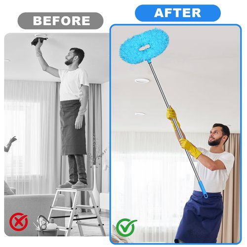 Storystore Ceiling Fan Cleaner Duster - Adjustable Duster with Extension Pole,Dusters for Cleaning Fan Blade, Walls and Cobweb (Blue)