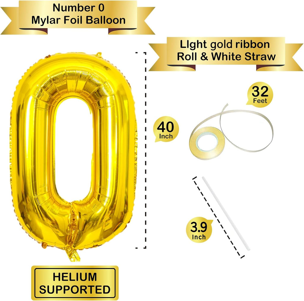 Skiennix 40-Inch Gold Number Balloon - Helium Mylar Foil for Birthday & Anniversary Celebrations