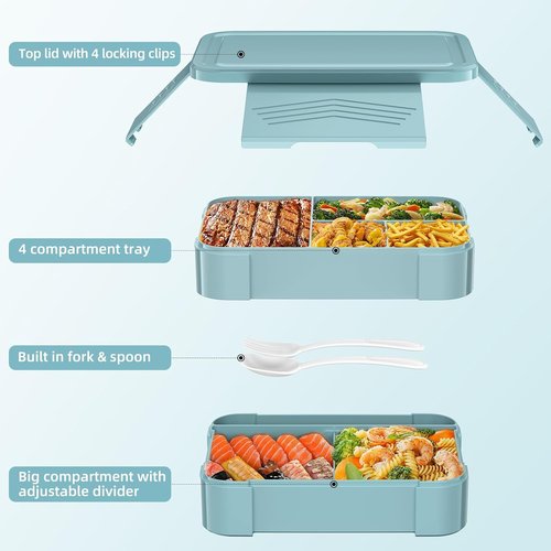 Cherrysea Stackable Bento Box - Large 6-Compartment Leakproof Lunch Container | Pink 1500ML for Adults & Kids