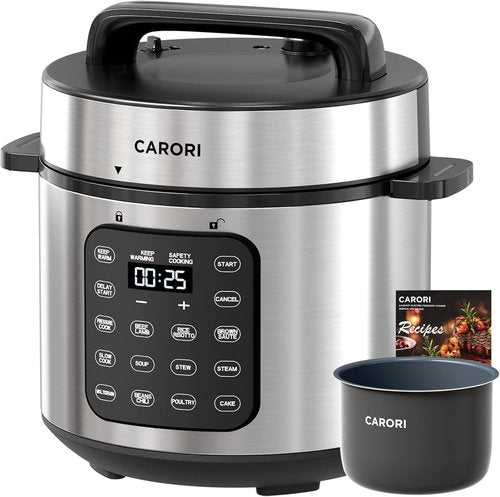 Instant Pot Electric Pressure Cooker - 6 Quart Silver Non-Stick Pot with 12 Preset Functions & Touchscreen