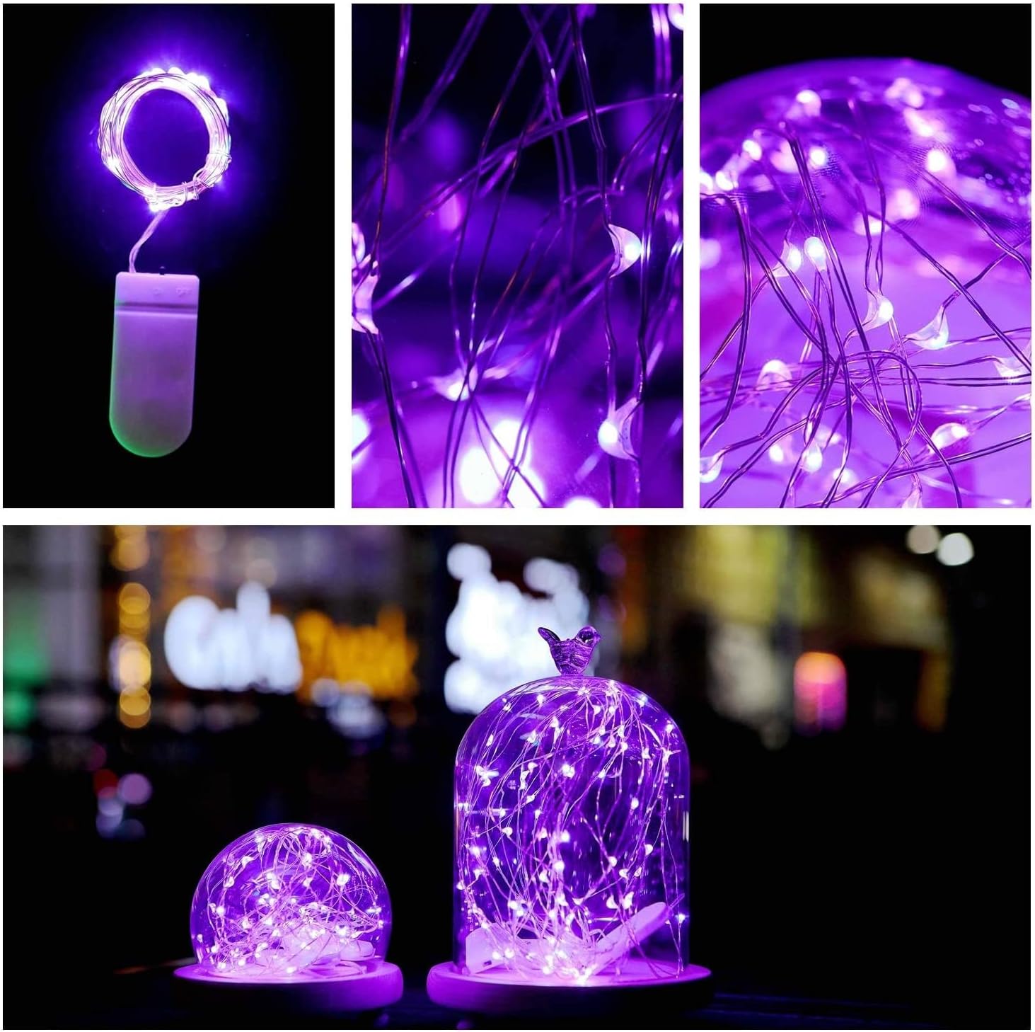 VOOKRY 30 LED Fairy Lights - 10 ft Purple Waterproof String Lights for DIY Weddings & Parties