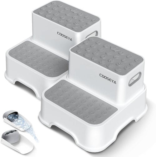 COOSEYA Kids' Step Stool - No-Slip Design for Bathroom & Potty Training | 2 Pack, Toddler-Friendly