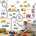 DECOWALL SG3-1404P1405 The Road and Cars Kids Wall Stickers Wall Decals Peel and Stick Removable Wall Stickers for Kids Nursery Bedroom Living Room (Medium) décor
