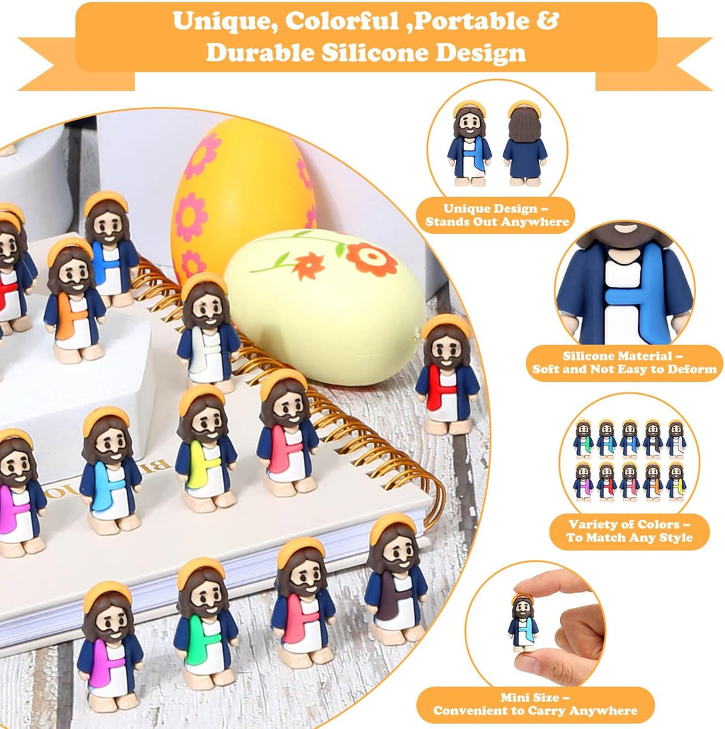 Skiennix Mini Jesus Figurines - 70 Pcs Bulk Set for Easter Hide and Seek Religious Party Favors
