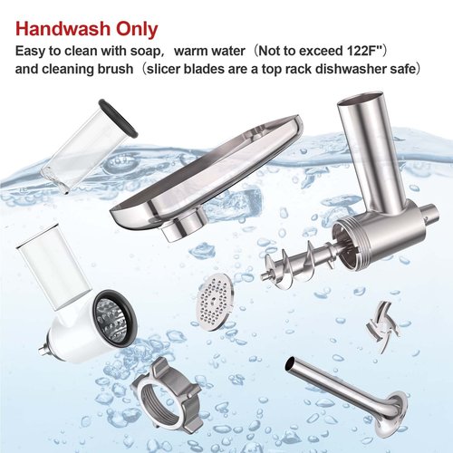 Meat Grinder & Cheese Grater Kitchen Aid Attachment, Slicer Shredder & Meat Grinder with Sausage Stuffer, 2 Pcs for Kitchen Aid Accessories and Attachments