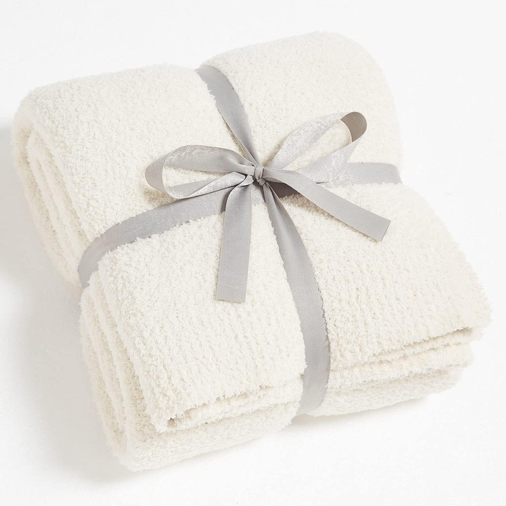 CYMULA Kids Blanket for Boys Girls 30x40 inches, Soft Cozy Fuzzy Swaddle Throw Blanket for Crib Stroller, White