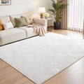 White Washable Shag Area Rug for Living Room, 6x9 Modern Geometric Non Slip Bedroom Rugs, Fluffy Soft Thick Carpet for Girls Kids Room, Dorm, Office, and Home Decor