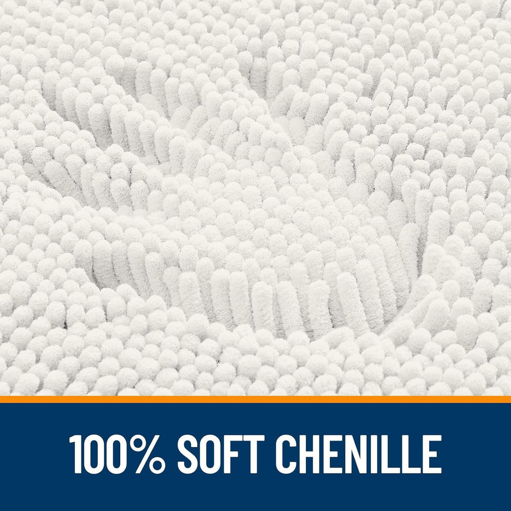 OLANLY Large Bath Rugs - Extra Soft Chenille, Quick-Dry & Machine Washable | 40x24 Inches, Ivory