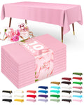 Pureegg Plastic Table Cloth Disposable 10 Pack, 54 x 108 Inch Table Cloths, Easter Party, Valentines, Mothers Day Decorations, Tablecloths, Rectangle, Pastel Plastic Cover, Leakproof & Sturdy, Pink