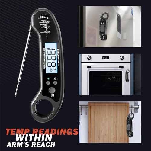 Meat Thermometer Digital, Instant Read Meat Thermometer for Grill and Cooking, with Bottle Opener, Backlight & Calibration Food Thermometer, Kitchen Gadgets for BBQ, Turkey, Candy, Liquids