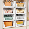 SNSLXH Stackable Closet Storage Baskets - Multifunctional & Foldable Organizer for Bathroom, Kitchen, Laundry | White, 5-Pack