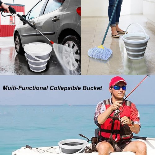 Collapsible Bucket 2.6 Gallon 10L Water Bucket for Cleaning Foldable Portable Plastic Mop Bucket with Handles Indoor Household Outdoor Car Wash Camping Fishing