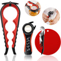 Skiennix Jar Opener - 5-in-1 Multi-Function Tool for Weak Hands & Arthritis | Non-Slip Grip, Red