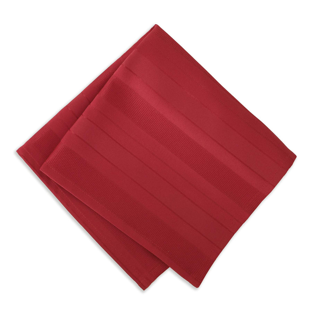 Newbridge Red Satin Stripe Fabric Tablecloth, 60 x 144 Inch Rectangle, Elegant Woven Stripe, Wrinkle Resistant Reusable Polyester Table Cover