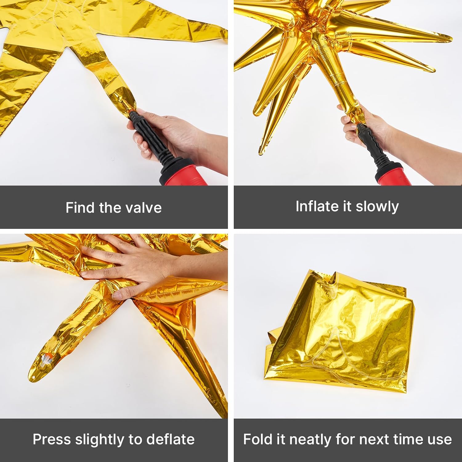PartyWoo Metallic Gold Star Foil Balloons - 6 Different Sizes | 22-Inch Mylar Balloons for Celebrations