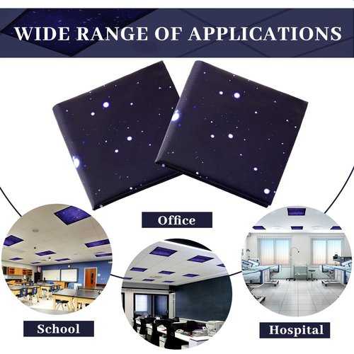 Hortsun 4 Pack 4 x 2 Feet Fluorescent Light Covers, Magnetic Light Filters for Classroom Ceiling, Decorative Lights Shade for Office Home Hospital(Starry Sky)