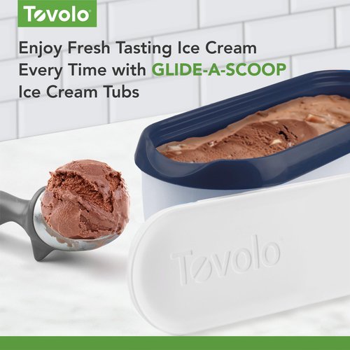 Tovolo Ice Cream Containers for Homemade Ice Cream Glide A Scoop Ice Cream Tub for Reusable Frozen Treats, 1.5 Quart BPA Free Insulated Freezer Safe Container with Lid, Deep Indigo