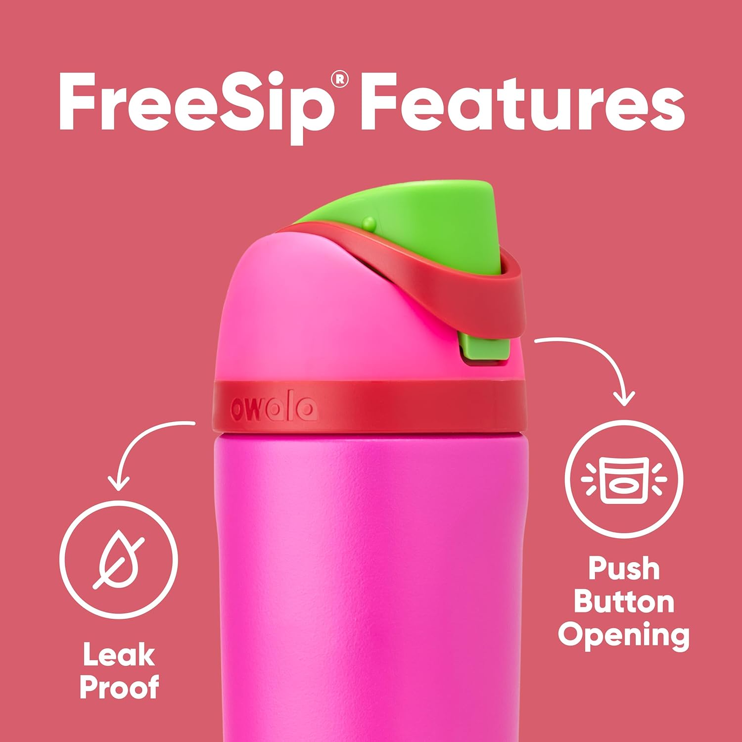 Owala Kids FreeSip Insulated Stainless Steel Water Bottle - BPA-Free, 16 oz, All the Berries Design
