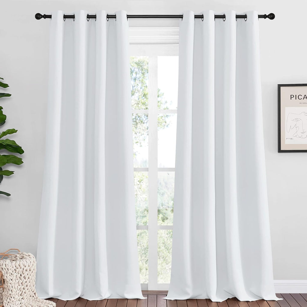 NICETOWN Room Darkening Curtain Panels - Thermal Insulated Design for Bedrooms & Nurseries | 55" W x 96" H, Greyish White (2 Panels)