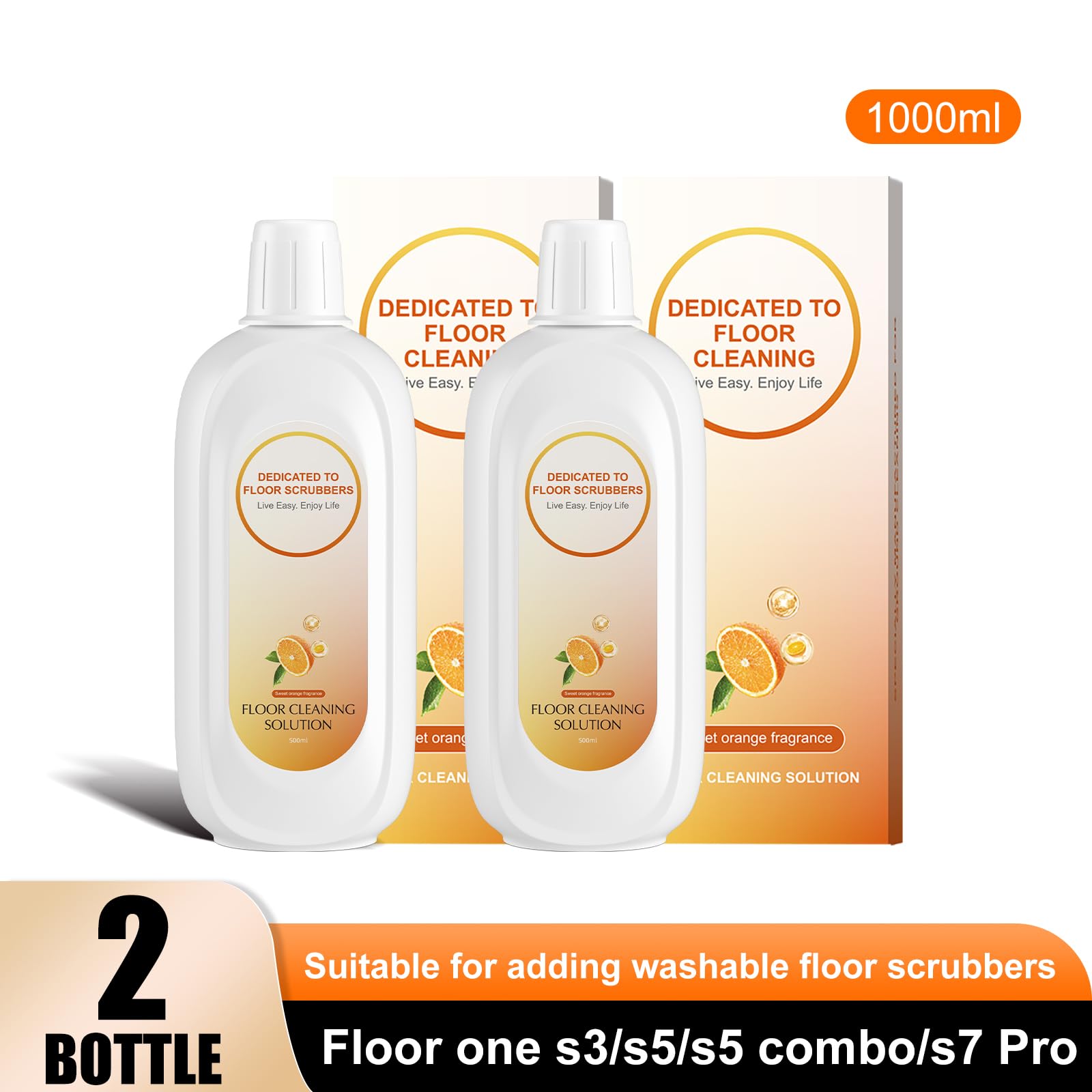 Nukisa Floor Cleaning Solution Compatible With Tineco, Deep Cleans for Multiple Hard Floors, Suitable With All Robot Vacuums with Mopping and Cordless Wet/Dry Vacuum Mop (Sweet Orange 2 Bottle)