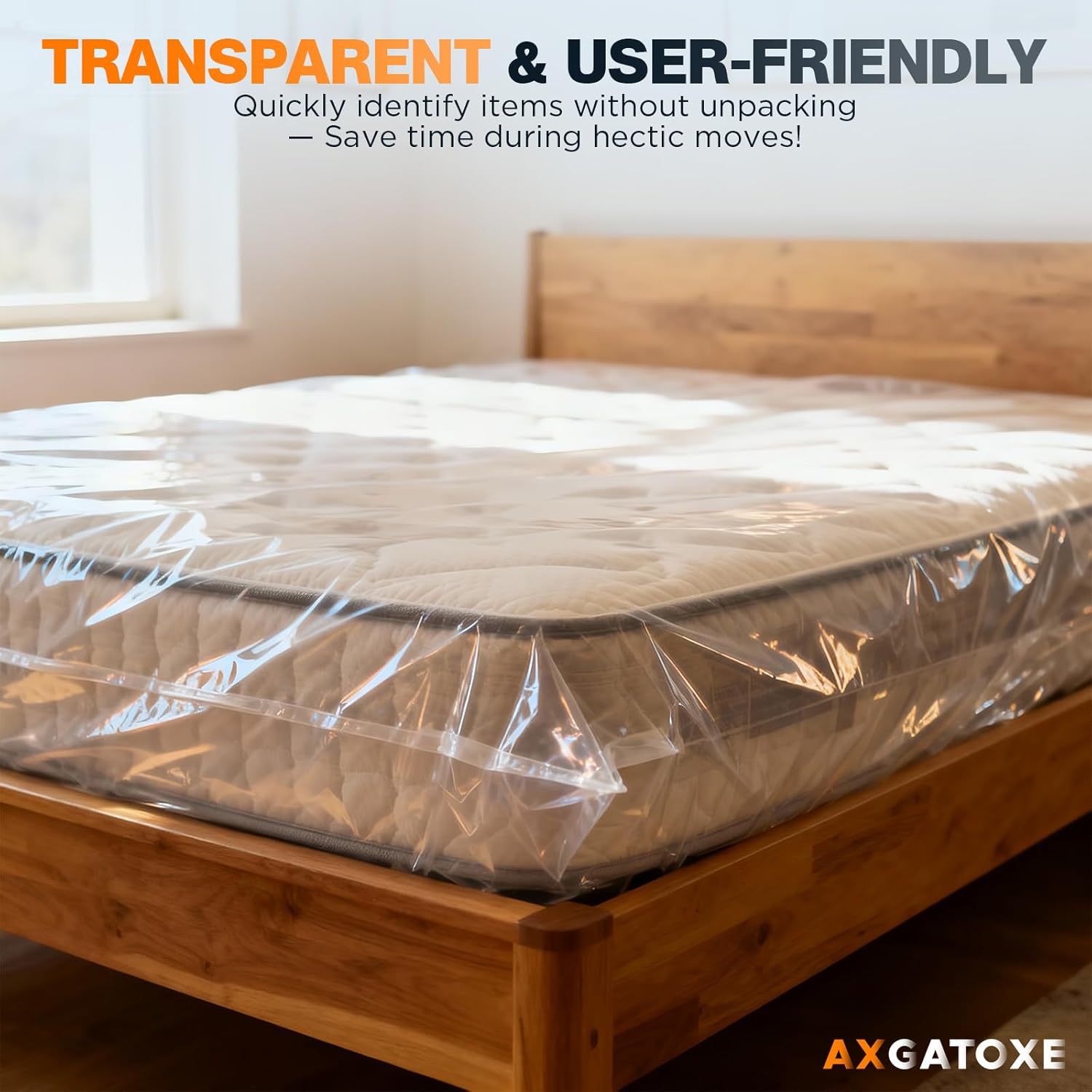 Skiennix Queen Size Plastic Mattress Bag - Waterproof Mattress Protector for Safe Moving & Storage
