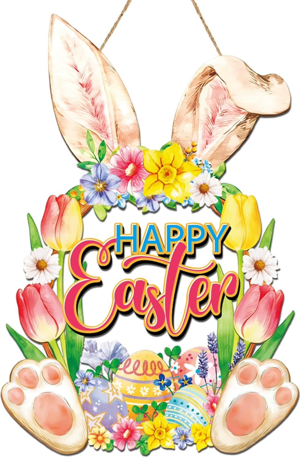 Regine Switzerland Easter Wreath - Charming Rabbit & Flower Design for Front Door Decor | Spring Welcome Sign