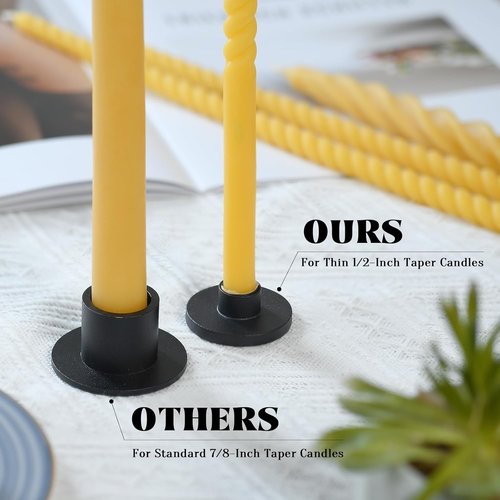 Black Iron Mini Taper Candle Holders - Elegant Set of 6 for 1/2 Inch Chime & Spell Candles
