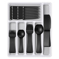 Black 49 Pieces Stainless Steel Flatware Sets With Organizer,Black Silverware Sets With Steak Knives Service For 8,Black Tableware Cutlery Sets For Home Kitchen