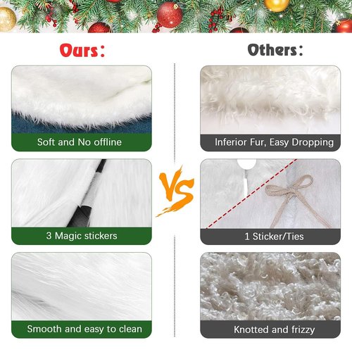 Christmas Tree Skirt, 24 Inch Faux Fur White Tree Skirt Small Snowy White Plush Velvet Xmas Tree Mat Base Cover for Holiday Home Party Decorations