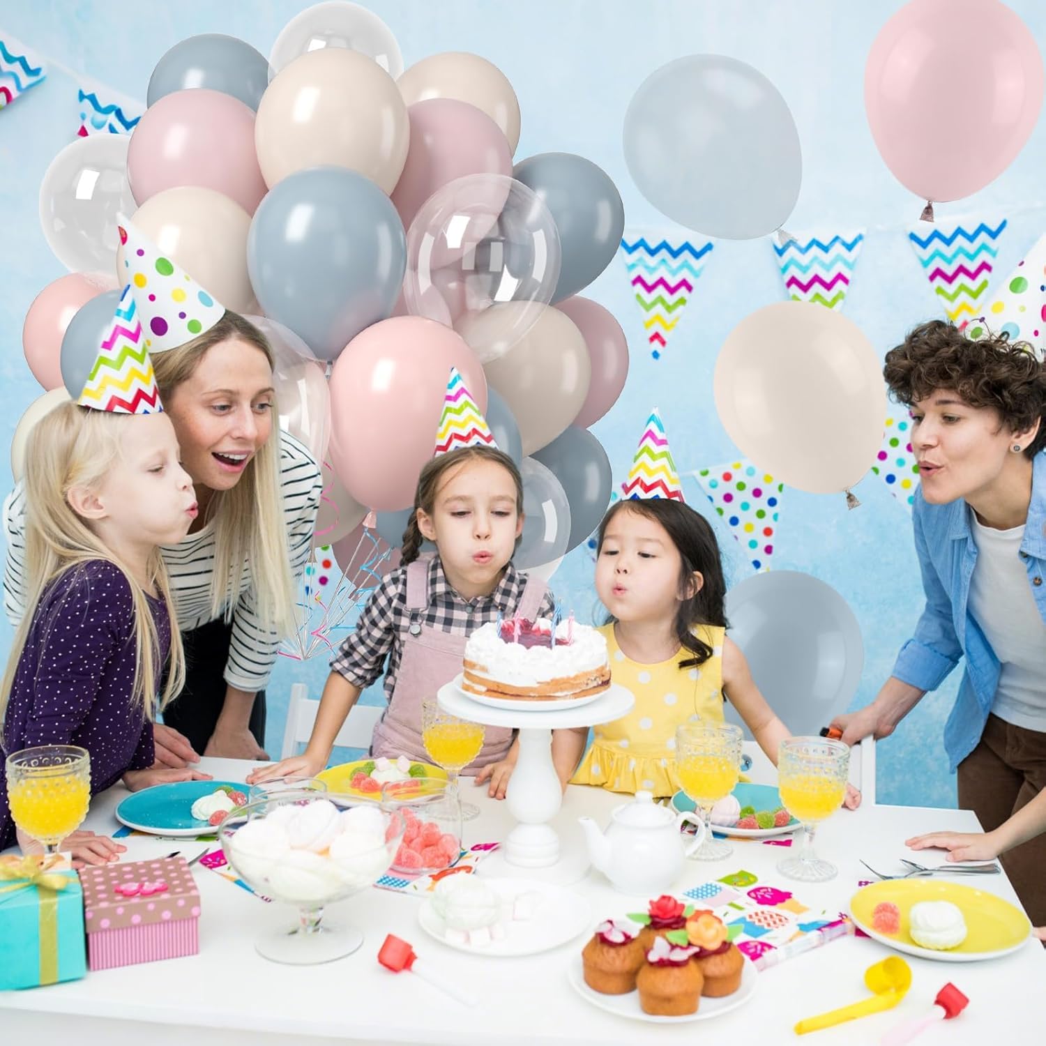 Regine Switzerland 50PCS Gender Reveal Balloon Set - Dusty Pink & Mist Blue 12-Inch Balloons for Baby Shower