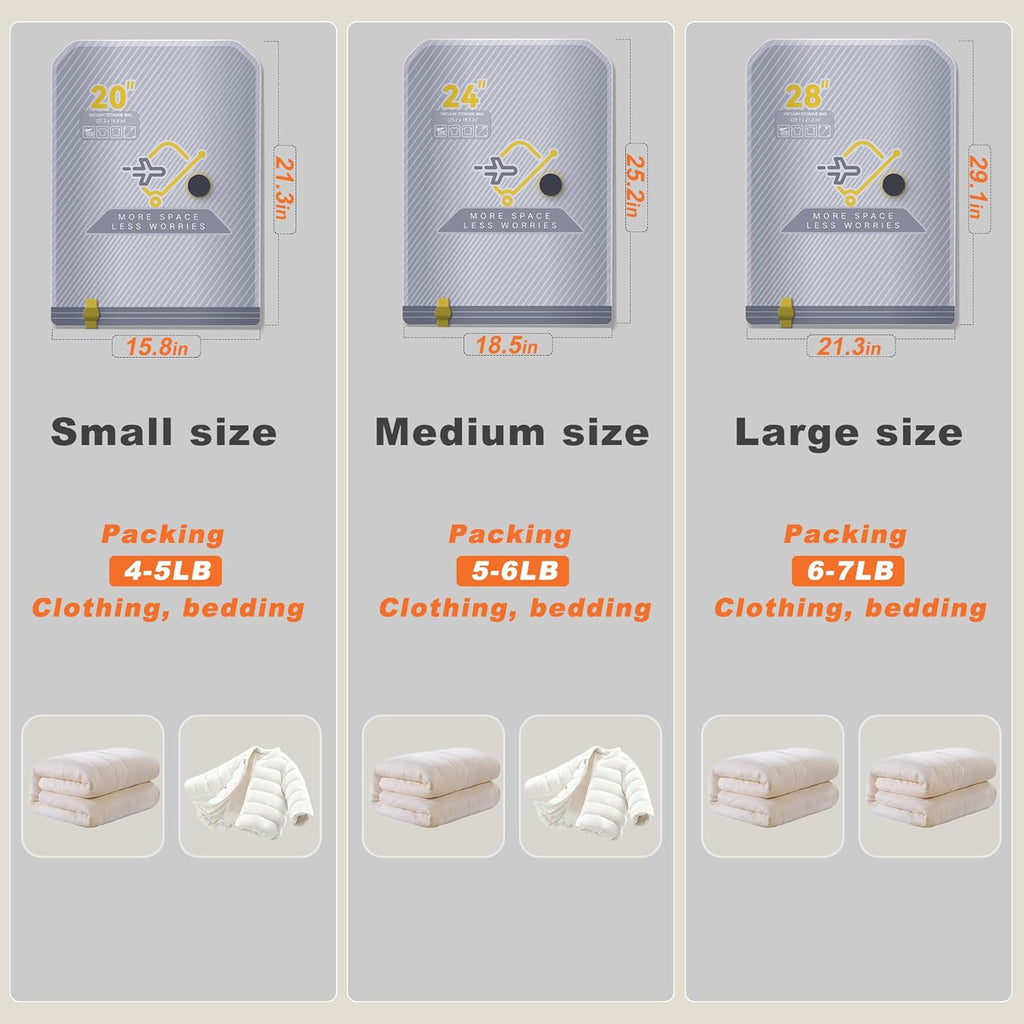 Skiennix 15-Pack Vacuum Bags - Travel Compression Packing Bags with Wireless Pump | Carry-On Size