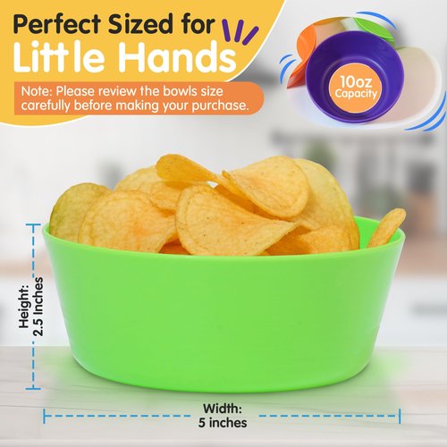 TRENDO 12 Pack Kids Bowls – 10 oz Durable Colorful Toddler Bowl, Non-Toxic Children’s Dinnerware, Dishwasher Safe Small Plastic Bowls for Kids, Cereal and Snack Bowls for Toddlers