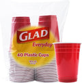 Glad Everyday Disposable Plastic Cups - Heavy Duty Red Party Cups | Strong & Sturdy, 18 Ounce, 40 Count