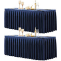 2 Pack Navy Blue Rectangle Tablecloth 8 FT Stretch Spandex Fitted Table Cloth for 8 Foot Rectangle Tables Banquet Tablecloths Wrinkle Free Table Cover Skirt Stitch Ruffle Tablecloth for Party Wedding