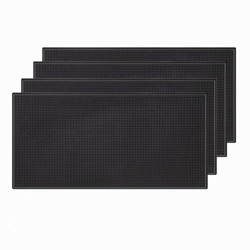 4 Pack Bar Mat, Dish Drying Mat, Large 31.5in x 12in Rubber Thick Durable Service Bar Mat for Home Kitchen Countertop Mat, Espresso Coffee Bar Mat, Black