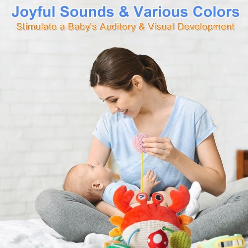 Lynncare Car Seat Toy - Engaging Stroller Accessory with Clip, Rattle & Mirror for Infants 0-6 Months