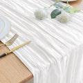 Asee'm Cheesecloth Table Runner - 120 Inches Long Ivory Boho Gauze for Weddings & Events