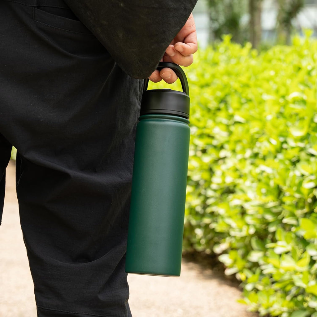 Skiennix 32 oz Insulated Stainless Steel Water Bottle - Durable Sport Bottle with 3 Lids | Army Green