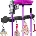 Skiennix Magnetic Mop Holder - Heavy Duty Tool Organizer with Swivel Hooks | Ideal for Kitchen, Garage, Laundry