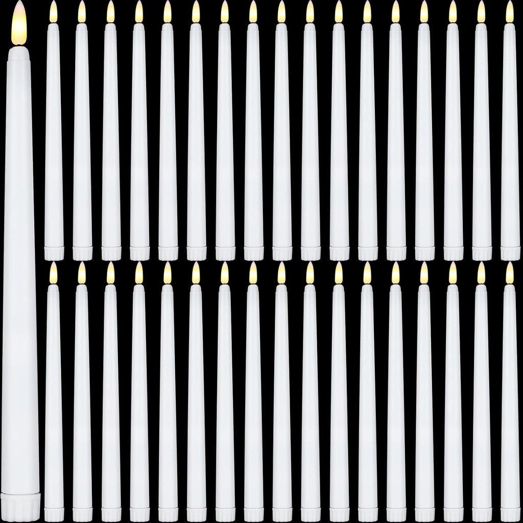 Reginary Flameless Taper Candles - 36 Battery Operated LED Candlesticks for Weddings & Events | 11" White