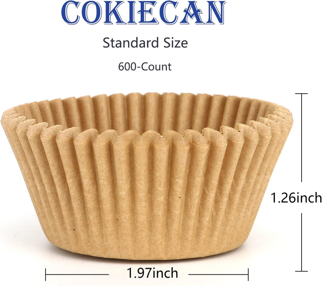 Skiennix 600 Count Natural Cupcake Liners - Food-Grade Greaseproof Baking Cups for Weddings & Birthdays