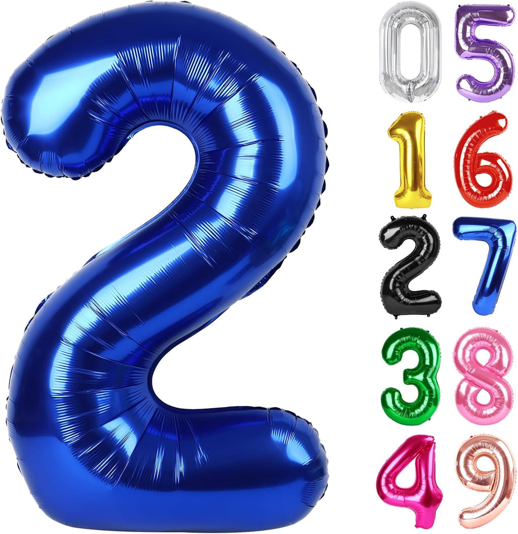 Number 2 Balloon by Night Blue - 40 Inch Sparkling Decoration for 2nd Birthday Parties