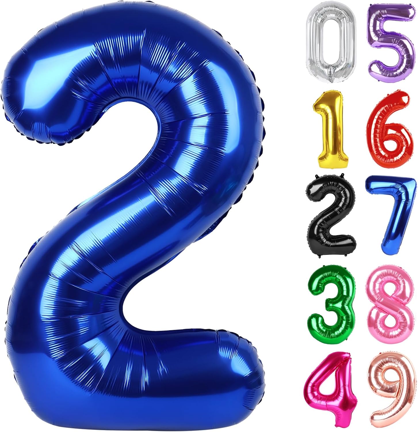 Number 2 Balloon by Night Blue - 40 Inch Sparkling Decoration for 2nd Birthday Parties