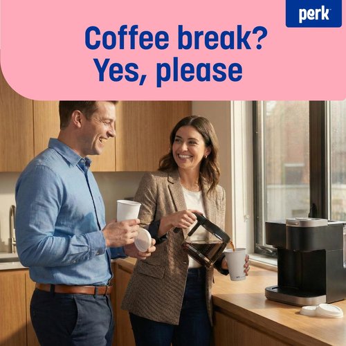Perk 10 Oz Paper Hot Cups, 500 Count Bulk Disposable Coffee Cups for Hot Beverages, White