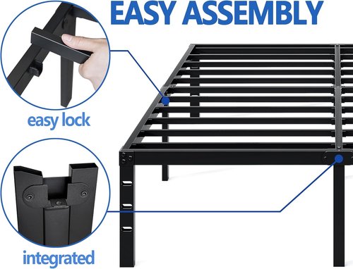 Jetonix Twin Metal Bed Frame - Heavy Duty Sturdy Design with Storage Space | Easy Assembly, Black, 16 Inch