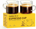 Skiennix Espresso Cups Set of 2 - Double Spout Clear Glass Shot Glasses with Handle | Perfect for Coffee & Desserts