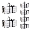 6 Pack-Extra Large Heavy Duty Moving Bags - Waterproof Storage Totes with Handles & Zippers, Foldable for College Dorm, Storage (Clear)