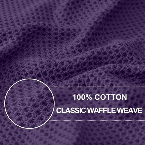 Homaxy 100% Cotton Waffle Weave Dish Towels - Ultra Soft & Absorbent | Quick Drying, 13 x 28 Inches, 6-Pack, Eggplant