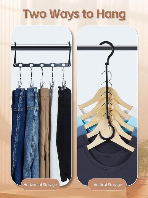 HOUSE DAY Black Magic Space Saving Hangers - 10 Pack Premium Smart Hooks for Heavy Clothes | Closet Organizer Essentials